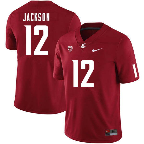 Men #12 Chris Jackson Washington State Cougars College Football Jerseys Sale-Crimson